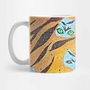 Tigers in the jungle. Abstract painting. Mug